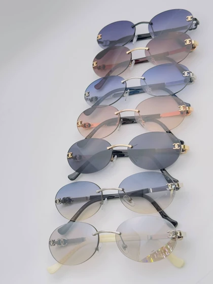 عینک آفتابی زنانه بیضی ترند شنل CAHNELمدلSG-0025-Oval Rimless Glasses