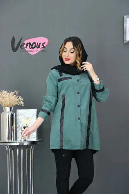 مانتو ترکیبی میکرو نوار چرمی
