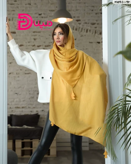 شال ساده نخی منگوله‌دار پاییزه