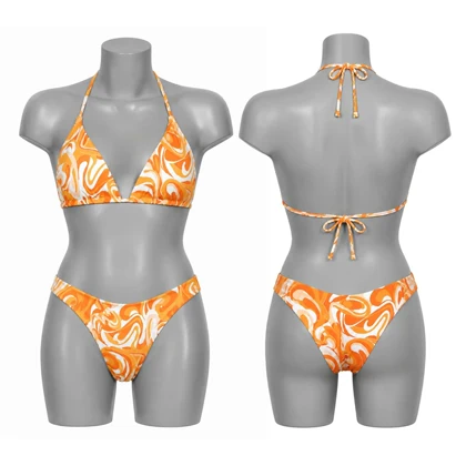 ست بیکینی زنانه مدل Sunset Flower-5C0369 نارنجی