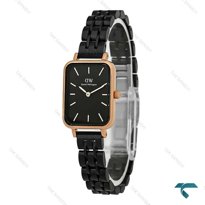ساعت دنیل ولینگتون زنانه مستطیلی رزگلد مشکی DW-8018-L