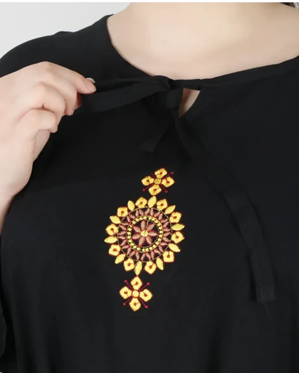 تونیک نخی گلدوزی مشکی محرمی 6974