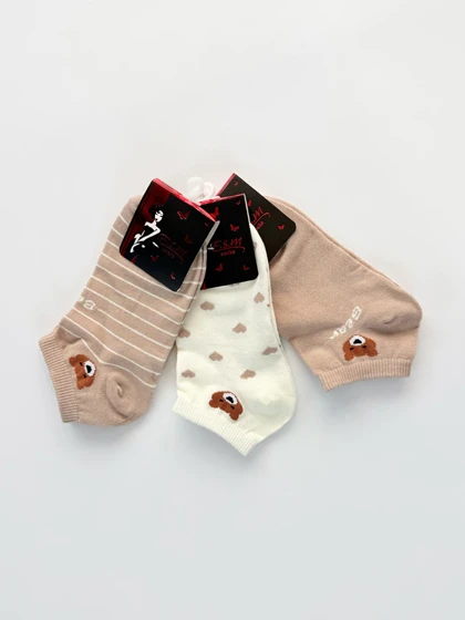 جوراب مچی نخ پنبه طرح خرس و قلب