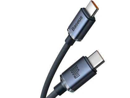 کابل سوپر فست شارژ دوسر تایپ‌سی 1.2 متری 100 وات بیسوس Baseus Type C to Type C fast charging cable 100W CAJY000601