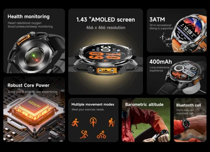 ساعت هوشمند HD300 مدل 47mm با نمایشگر AMOLED و قابلیت مکالمه
