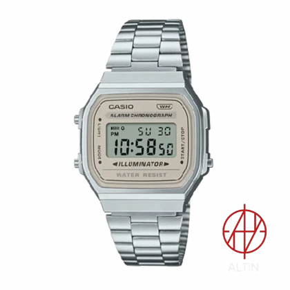 ساعت مچی کاسیو Casio نوستالژیک مدل A168WA-8AYDF اورجینال با نور پس‌زمینه الکترولومینسانس
