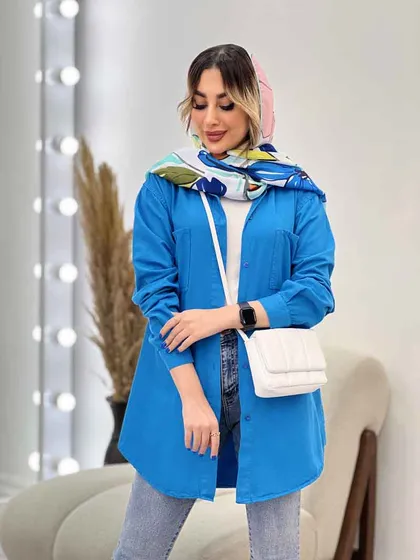 مانتو کتان دو جیب پرند