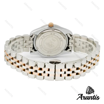 ساعت الکسا 2005z زنانه رزگلدنقره ای صفحه صدفی دورنگین w-10125