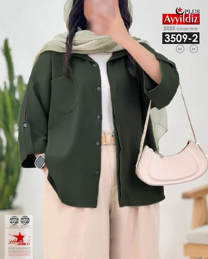 شومیز/ مانتو زنانه سایز بزرگ کد 3509