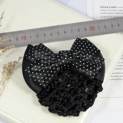 گیره مو زنانه مدل خال‌خال کیسه دار کد G_Lnd_3175