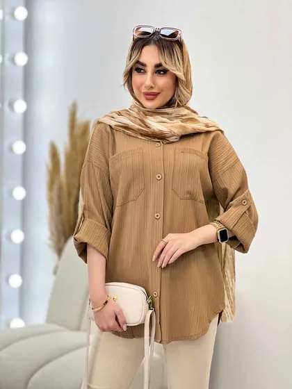 شومیز کراش آستین بند دار