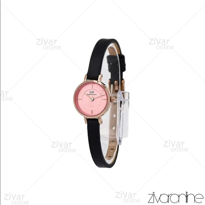 ساعت دنیل ولینگتون زنانه گرد مینی قاب رزگلد صفحه صورتی بند چرم 106767