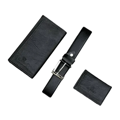 ست سه تکه کیف پول کمربند و جاکارتی مردانه چرمی