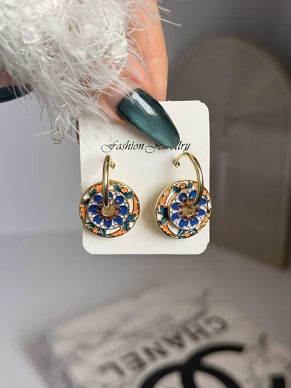 گوشواره میناکاری نقش فرش کد 2