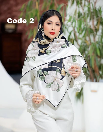 روسری ابریشم توییل دست دوز 3709