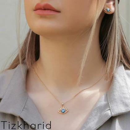 نیم ست چشم نظر گردنبند و گوشواره برند XYS استیل