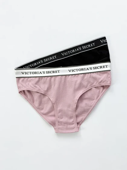 شورت اسلیپ زنانه نخ پنبه کمر کش ساده بسته 2 عددی ویکتوریا سکرت Victoria's Secret