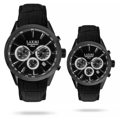 ساعت مچی ست لاکسمی بند چرم مشکی کد Laxmi 8544/6