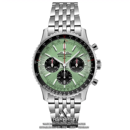 ساعت برایتلینگ تمام استیل صفحه سبز Breitling Navitimer Chronograph GS9