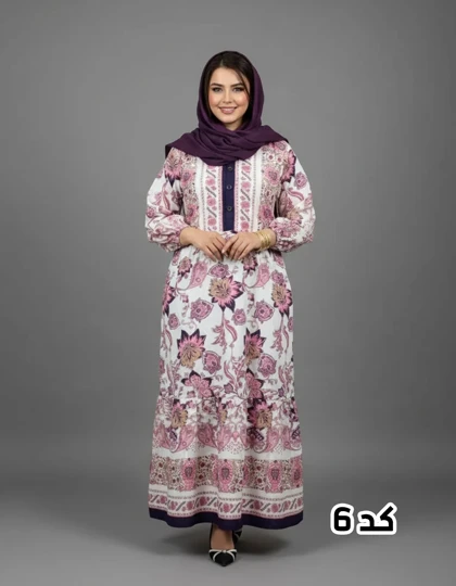 پیراهن ساحلی وارداتی دکمه دار طرح گل‌دار 7314