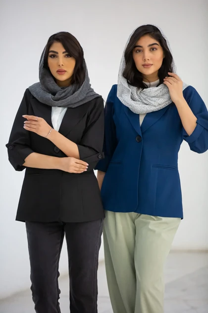 کت زنانه ژاکارد آستین دکمه