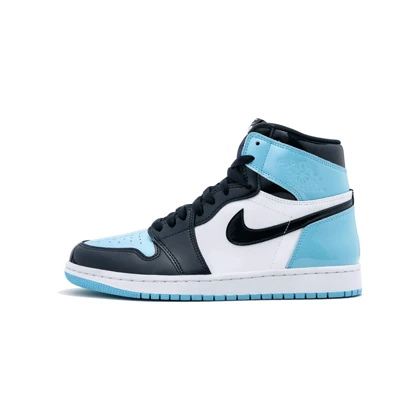 کفش نایک ایر جردن وان ساق‌دار ورنی آبی سورمه‌ای Nike Air Jordan 1 High Patent Navy Blue