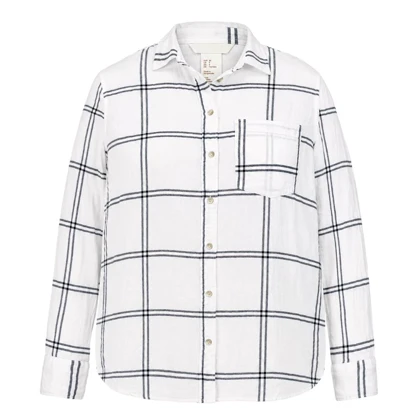 شومیز نخی سفید چهارخانه وارداتی برند H&M اورجینال سایز 36 تا 38 کد 3364