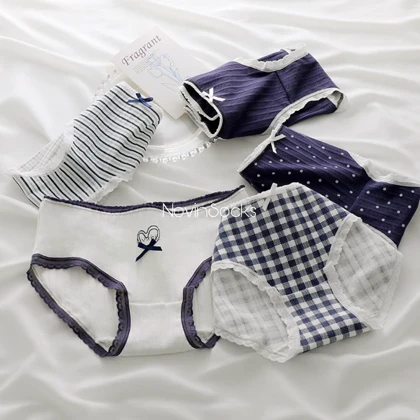 پک 12 عددی شورت نخی سورمه ای طرح قلب و پاپیون( سایز XL)