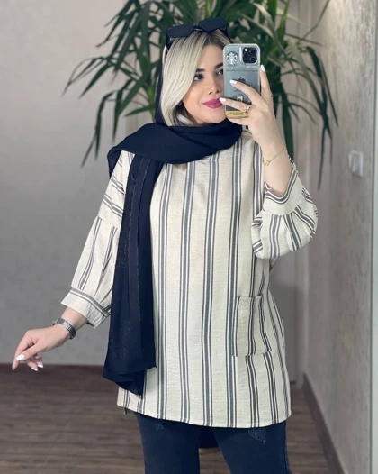 مانتو تونیک راه راه کد 50150