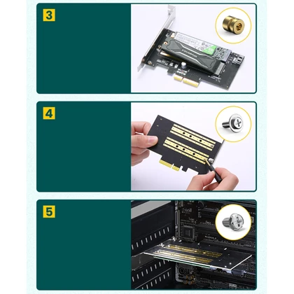 تبدیل PCle 3.0X4 به SSD M.2 M-Key / M.2 B-Key یوگرین Ugreen CM302 70504