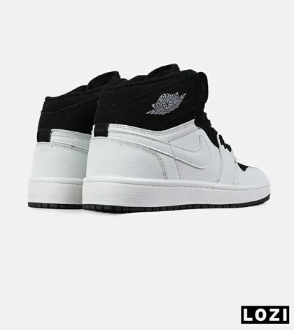 کفش کتانی ساق‌دار مردانه و زنانه سفید مشکی NIKE jordan 1 مدل 7574