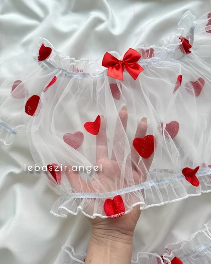 ست نیم‌تنه و شلوارک تور شیشه‌ای