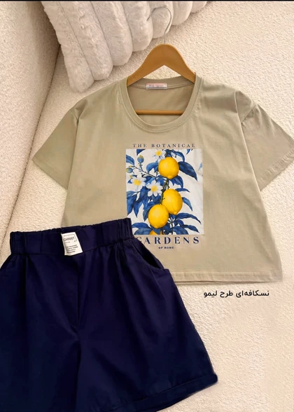 ست تیشرت کراپ و شلوارک زنانه مدل wcs002