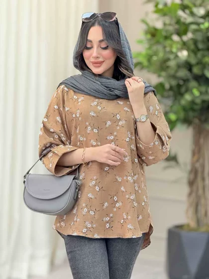 شومیز طرح گل آستین پاگن