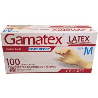 دستکش M لاتکس 100 عددی Gamatex