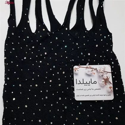 سرهمی فانتزی زنانه مدل نگین‌دار کد 4860-7177 رنگ مشکی