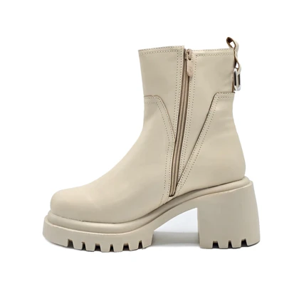 بوت و نیم بوت زنانه و دخترانه مدل بغل زیپ رنگ کرم کد M1120