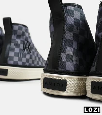 کفش اسنیکرزساق‌دار مشکی خاکستری Amiri Checkered مدل 5982