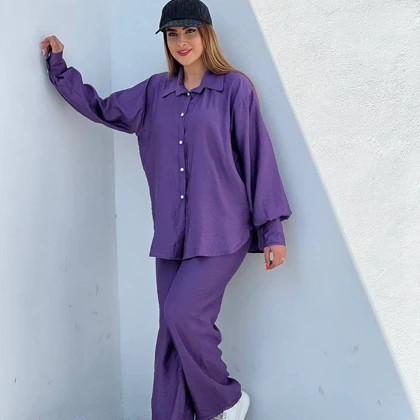 ست شومیز و شلوار تابستانی بابوس - کد 4975 | فری سایز 38 تا 46