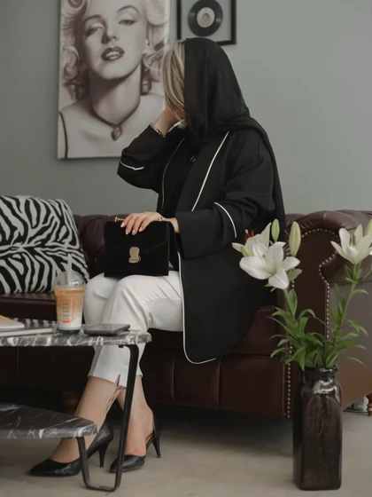 مانتو کتی یقه آرشال ، مغزی دوزی سفید ،سایزبندی زنانه و دخترانه