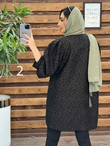 مانتو طرح دار آستین پفی