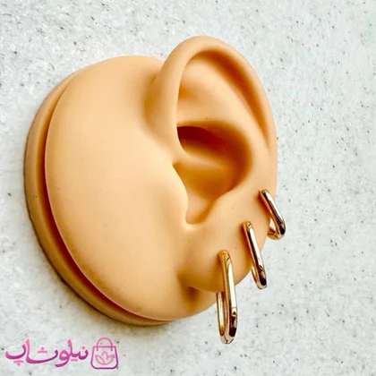 پک گوشواره ژوپینگ مدل مستطیل طلایی (سه جفت) کد 6991