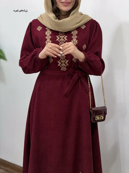 پیراهن مانتویی گلدوزی شیوا