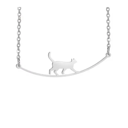 گردنبند گربه بند باز نقره و زنجیر نقره 925