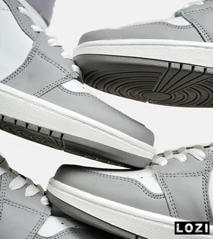 کفش کتانی ساق‌دار مردانه و زنانه سفید سرمه ای طوسی NIKE jordan 1 مدل 6580