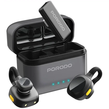 میکروفون یقه ای بی سیم پورودو Porodo مدل PDLAMPHF76BK تایپ سی