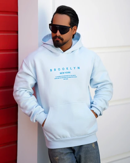 هودی مردانه دورس سه‌نخ طرح Brooklyn