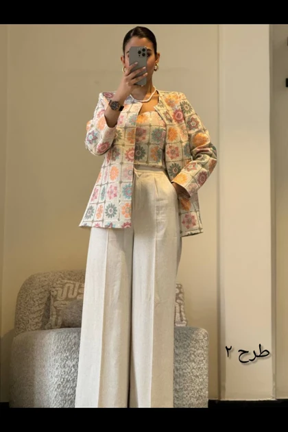 سه تیکه اینن ترک مزونی(کت -شلوار -تاپ)