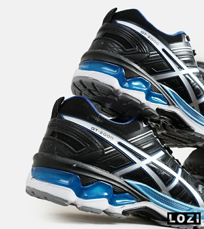 کفش کتانی مردانه مشکی آبی نقره ای ASICS GT 2000