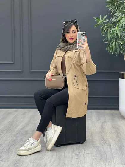 مانتو لینن کمرگت بغل سه دکمه